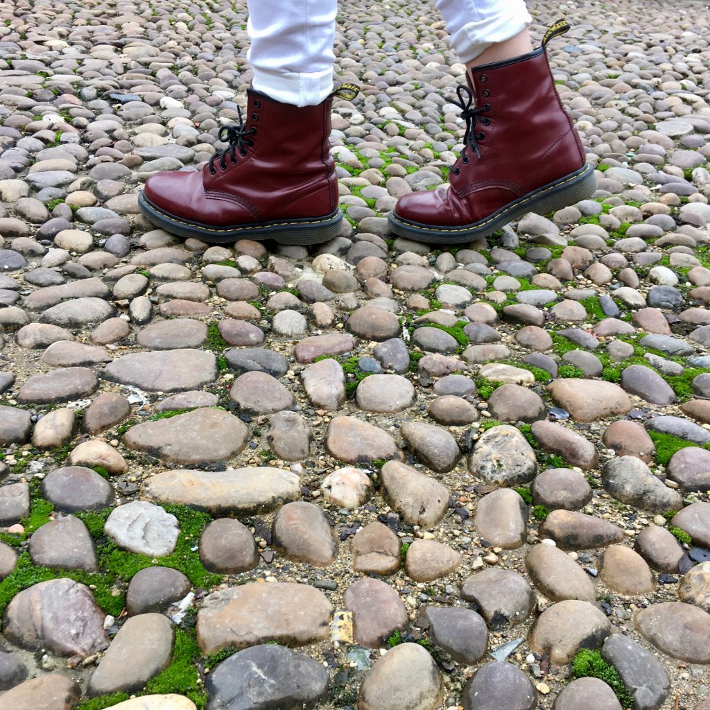 Feet walking on cobbles