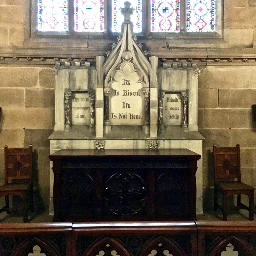 Inscription behind table in St Stephens Anglican Church Newtown