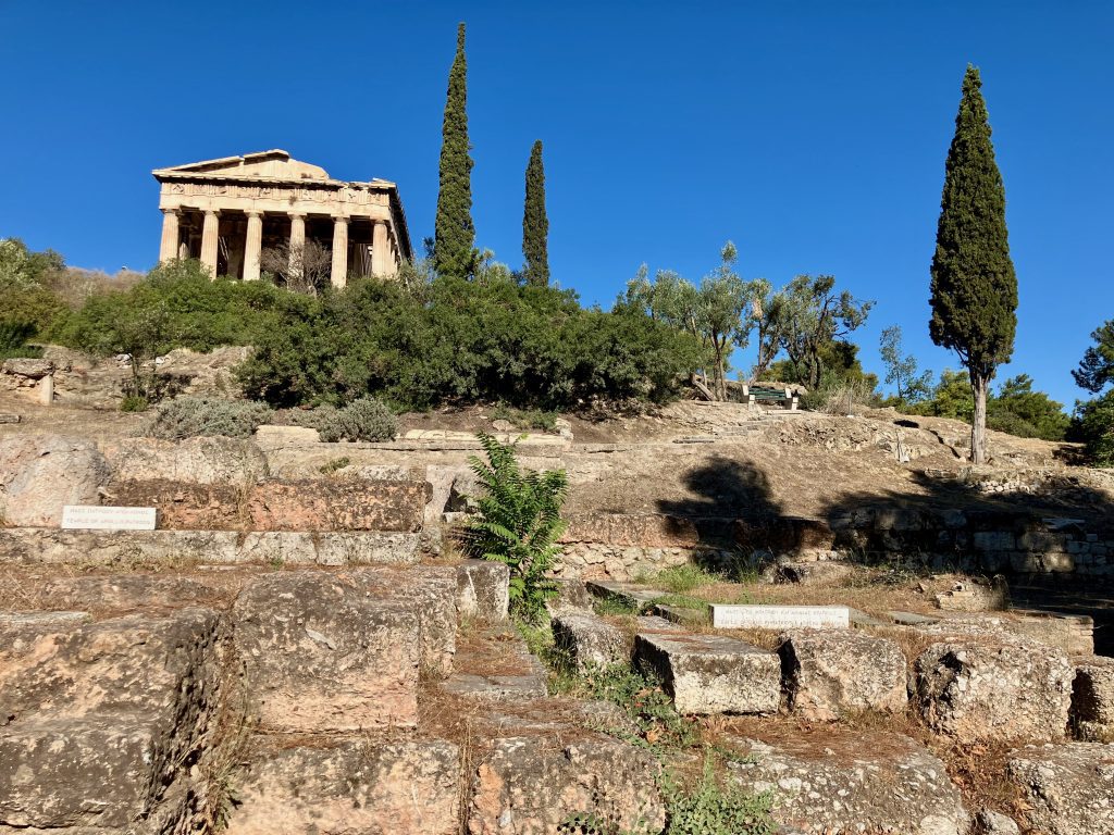 Foreground: Temples of Apollo Patroos, Zeus Phratrios and Athena Phratria. Background: Temple of Hephaestus