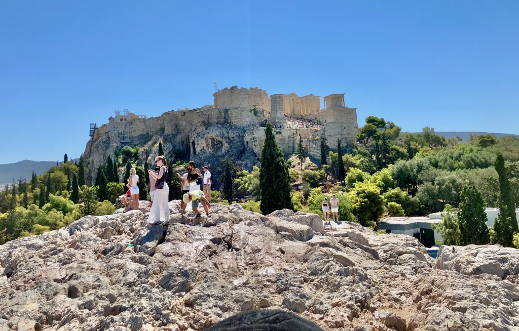 The Areopagus, looking up to the Acropolis of Athens