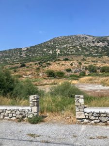Background: wall of the ancient city of Samos, near modern day Pythagoreio