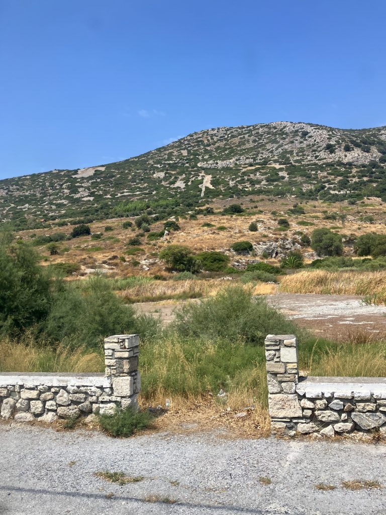 Background: wall of the ancient city of Samos, near modern day Pythagoreio