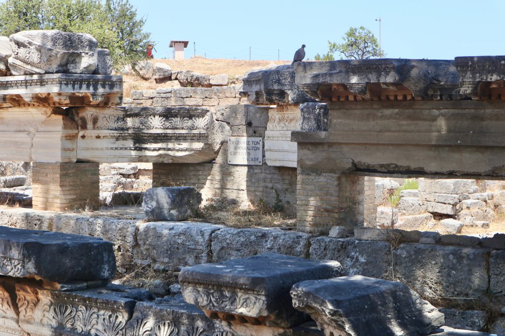 Ancient Corinth, Roman agora - North side/ The Captives Façade Contained monumental figures of barbarian captives, publicly humiliated to honour the Roman victors