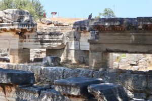 Ancient Corinth, Roman agora - North side/ The Captives Façade Contained monumental figures of barbarian captives, publicly humiliated to honour the Roman victors