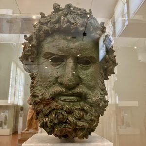 Athens National Archaeological Museum: Bronze portrait head of a boxer. Found at Olympia.