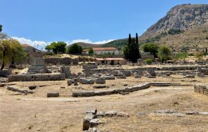 Ancient Corinth Roman Marketplace - East end. Possibly a viewing stand for racetrack judges.