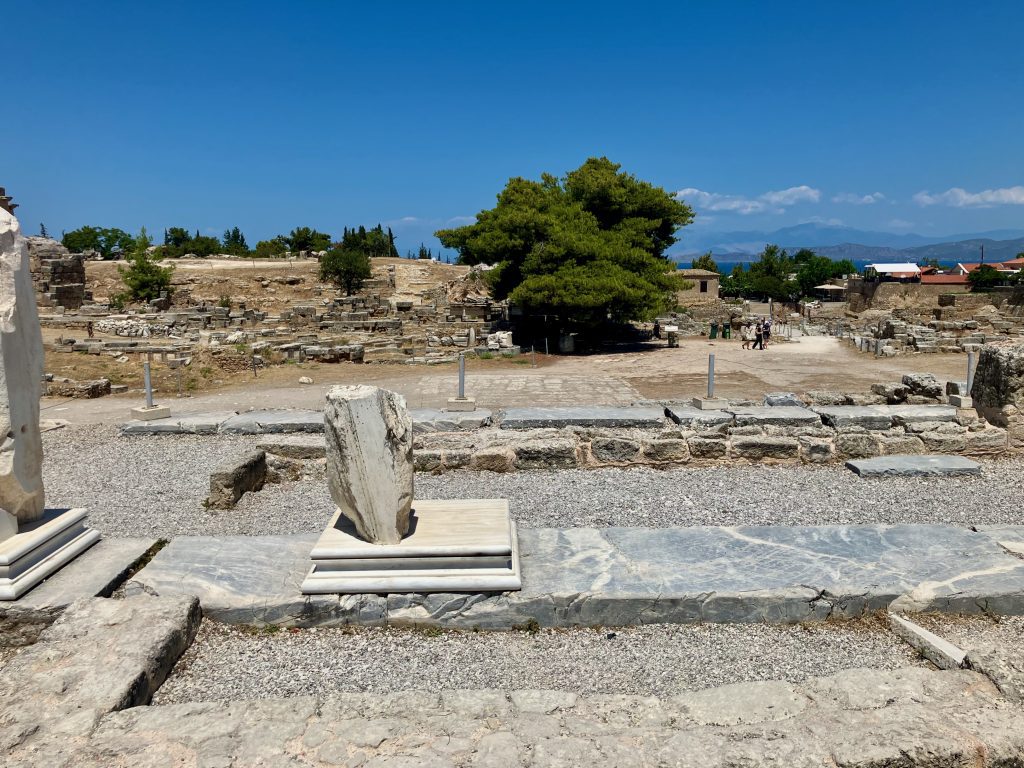 The bēma or raised platform in the centre of the Roman marketplace of ancient Corinth