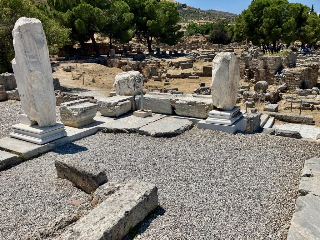 The bēma or raised platform in the centre of the Roman marketplace of ancient Corinth