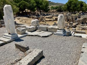 The bēma or raised platform in the centre of the Roman marketplace of ancient Corinth