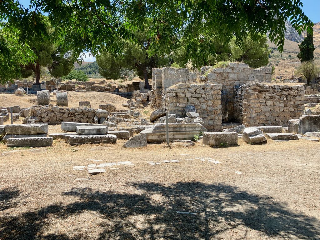 Ancient Corinth Roman Marketplace. Central Altar for public sacrifices
