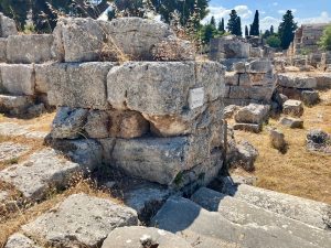 Ancient Corinth North-East ruins - Propylaea or Triumphal Arch adjoining Captives Façade