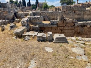 North East ruins of Ancient Corinth. Near here a lintel stone was found with the inscription "Synagogue of the Hebrews"