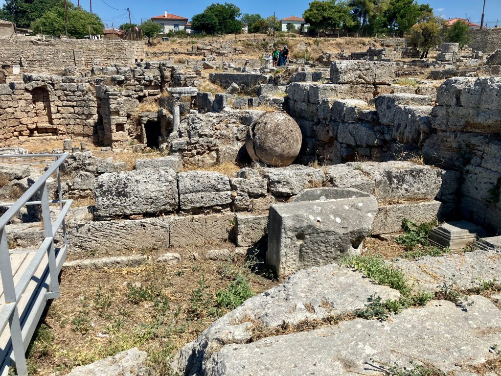 North East ruins of Ancient Corinth. Near here a lintel stone was found with the inscription "Synagogue of the Hebrews"